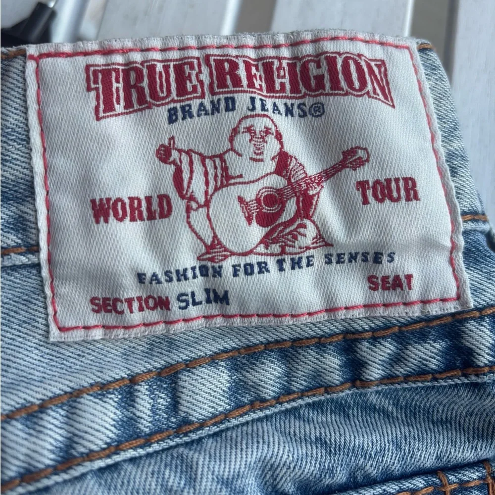 True Religion Men's Slim Jeans in Light Wash Blue